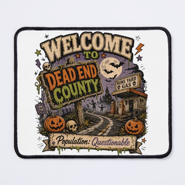 Item preview, Welcome to Dead End County – Population Questionable Retro Halloween designed and sold by TVPS17.