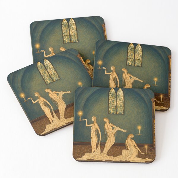 Item preview, Three Princesses in the Blue Mountains - Art Nouveau Gothic Interior with Candlelit Maidens for Fantasy Art Lovers  designed and sold by RickE.