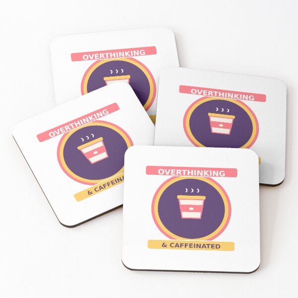 Item preview, Overthinking & Caffeinated Funny Retro Coffee Sticker designed and sold by Doka  Images.