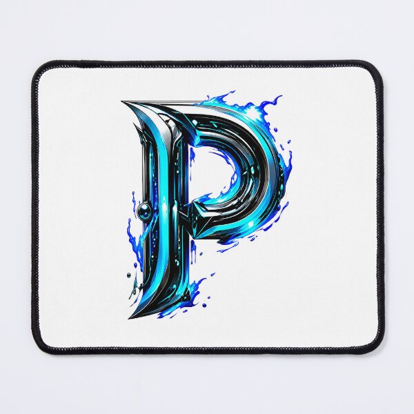 Item preview, AquaFlare Cipher The Teal Inferno Letter P designed and sold by BlissBlvdShop.