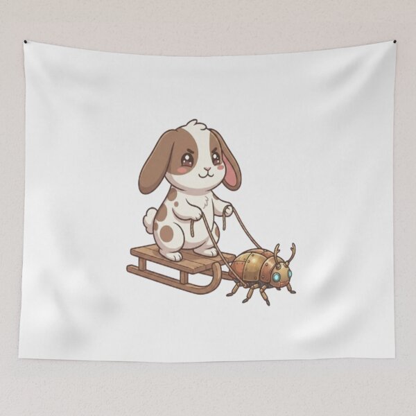 Item preview, Cute Bunny Riding Beetle Sled designed and sold by Ella_Sketch.