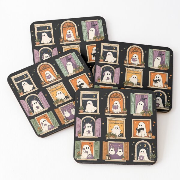 Item preview, Too Cozy To Haunt, Cute Ghost Window, Cozy Halloween Spooky Season, Fall Gift for Ghost Lovers designed and sold by Quiajia.
