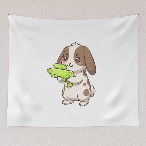Item preview, Cute Bunny Holding Water Gun designed and sold by Ella_Sketch.