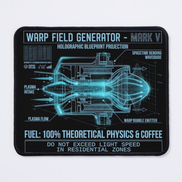 Item preview, Warp Field Generator Hologram - Funny Sci-Fi Physics Blueprint designed and sold by AstroPal28.