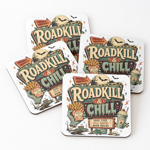 Item preview, Roadkill & Chill – Retro Zombie Diner Halloween Humor designed and sold by TVPS17.