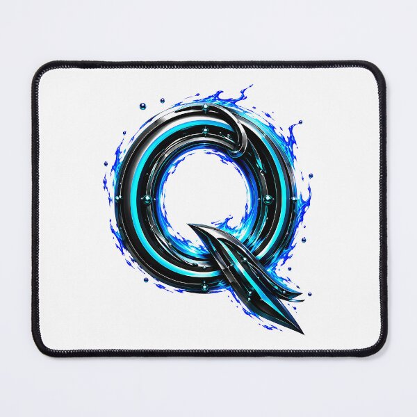 Item preview, AquaFlare Cipher The Teal Inferno Letter Q designed and sold by BlissBlvdShop.