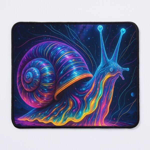 Item preview, Cosmic Neon Snail Leaving a Rainbow Trail designed and sold by OneStepFromArt.