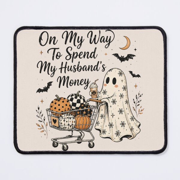 Item preview, Halloween Ghost, On My Way To Spend My Husband's Money, Checkered Leopard Polka Dot Pumpkin, Ghost Shopping, Funny Halloween Shopping designed and sold by Quiajia.