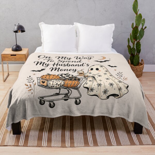 Item preview, Halloween Ghost, On My Way To Spend My Husband's Money, Checkered Leopard Polka Dot Pumpkin, Ghost Shopping, Funny Halloween Shopping designed and sold by Quiajia.