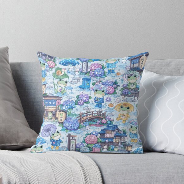 Item preview, Kawaii Frogs in Japanese Rainy Season Seamless Pattern | Hydrangea & Umbrella Wrapping Paper Design designed and sold by kawaii animal store (in Japan).