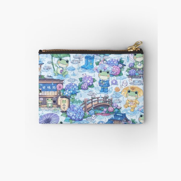 Item preview, Kawaii Frogs in Japanese Rainy Season Seamless Pattern | Hydrangea & Umbrella Wrapping Paper Design designed and sold by kawaii animal store (in Japan).