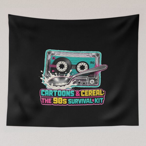 Item preview, Cartoons & Cereal 90s Survival Tee designed and sold by CerealBoxInk.