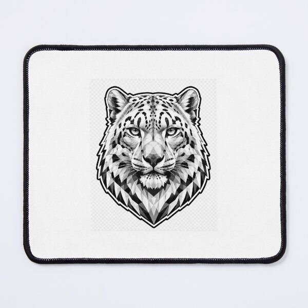 Item preview, Geometric Snow Leopard Head | Low Poly Wildlife Vector | Black & White Snow Leopard Sticker designed and sold by DesertInkArt.