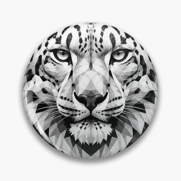 Item preview, Geometric Snow Leopard Head | Low Poly Wildlife Vector | Black & White Snow Leopard Sticker designed and sold by DesertInkArt.