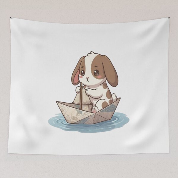 Item preview, Cute Bunny In Paper Boat designed and sold by Ella_Sketch.