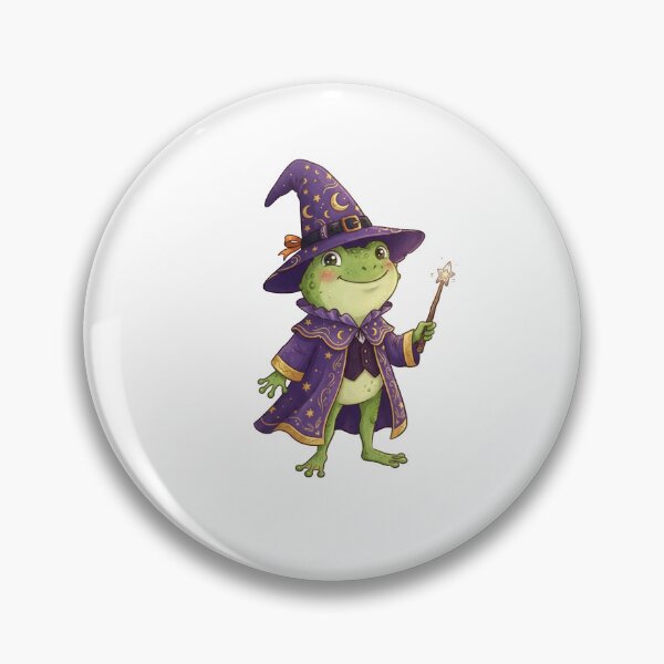 Item preview, Halloween Frog Wizard in Purple Hat and Wand Cute Magic Fantasy designed and sold by SOUFIANE1991.