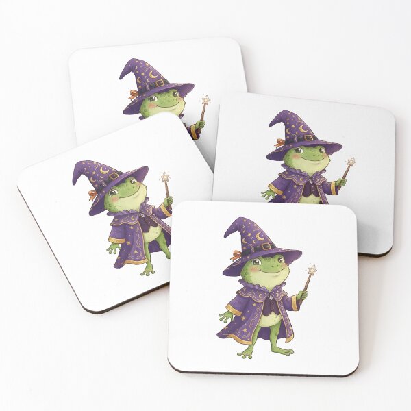 Item preview, Halloween Frog Wizard in Purple Hat and Wand Cute Magic Fantasy designed and sold by SOUFIANE1991.