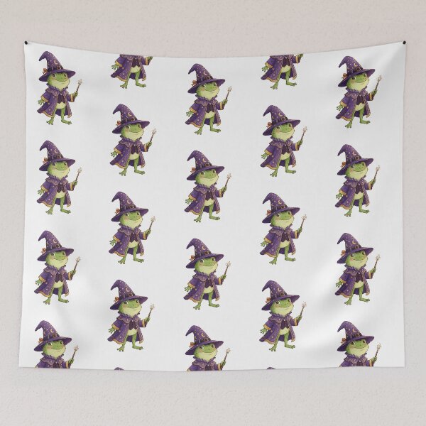 Item preview, Halloween Frog Wizard in Purple Hat and Wand Cute Magic Fantasy designed and sold by SOUFIANE1991.