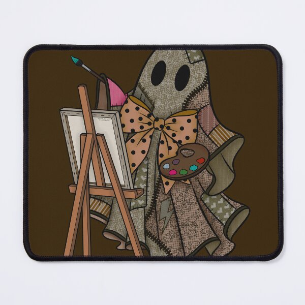 Item preview, Sage Green Patchwork Ghost Artist | Cute Painter Ghost Cottagecore Halloween Art designed and sold by Ink & Kind Studio.