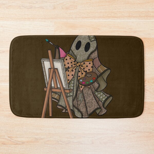 Item preview, Sage Green Patchwork Ghost Artist | Cute Painter Ghost Cottagecore Halloween Art designed and sold by Ink & Kind Studio.
