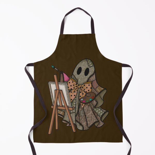 Item preview, Sage Green Patchwork Ghost Artist | Cute Painter Ghost Cottagecore Halloween Art designed and sold by Ink & Kind Studio.