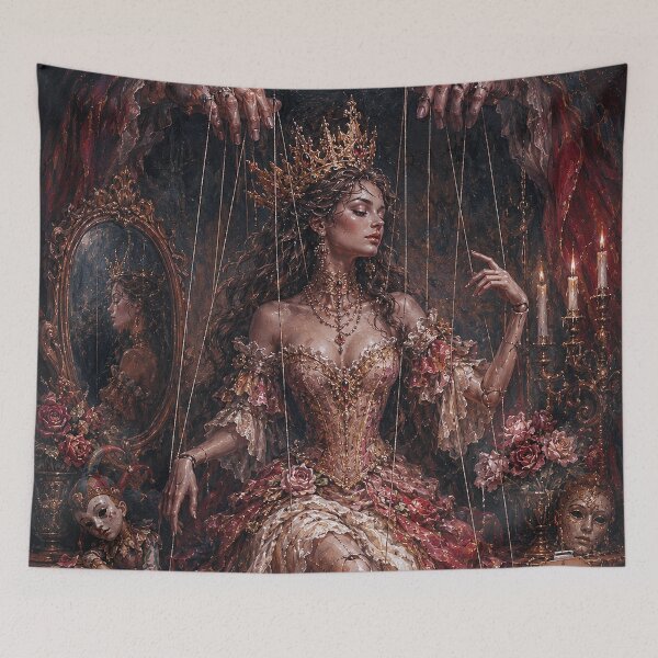 Item preview, Marionette Queen, a puppet on a string painting. designed and sold by GalleryKauffeld.