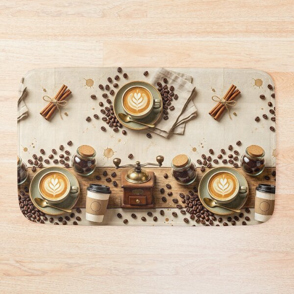 Item preview, Latte Art Coffee Beans Vintage Grinder Flat Lay designed and sold by Sybille-Yates.