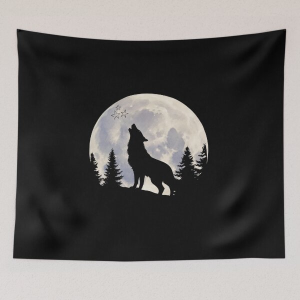 Item preview, Howling Wolf Under the Moon | Wild Nature Art designed and sold by CREATIVE HIVE.