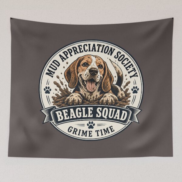Item preview, Mud Appreciation Society - Beagle Squad - Grime Time/Funny Beagle Dog Badge Logo  designed and sold by Halejo68.