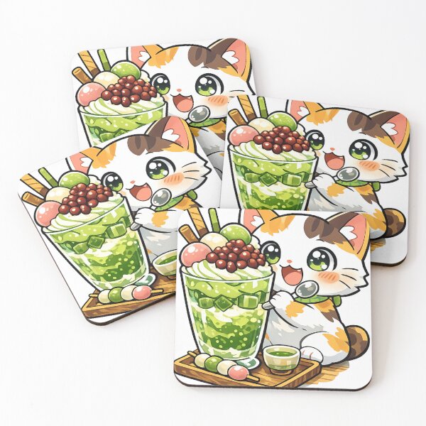 Item preview, Kawaii Cat Enjoying a Giant Matcha Parfait – Cute Japanese Café Dessert Sticker designed and sold by kawaii animal store (in Japan).