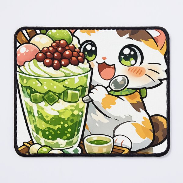 Item preview, Kawaii Cat Enjoying a Giant Matcha Parfait – Cute Japanese Café Dessert Sticker designed and sold by kawaii animal store (in Japan).