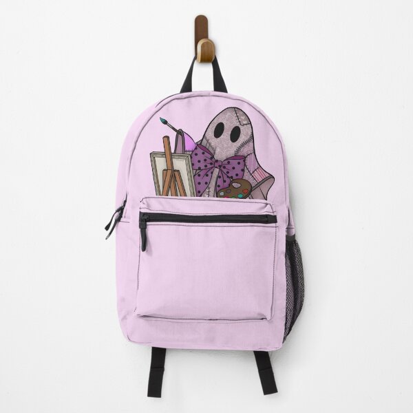 Item preview, Mauve Purple Patchwork Ghost Artist | Cute Painter Ghost Cottagecore Halloween Art designed and sold by Ink & Kind Studio.