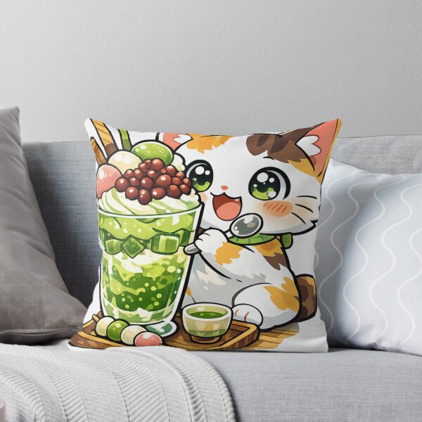 Item preview, Kawaii Cat Enjoying a Giant Matcha Parfait – Cute Japanese Café Dessert Sticker designed and sold by kawaii animal store (in Japan).