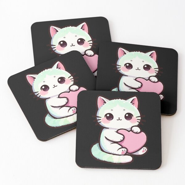 Item preview, Cute Pastel Kitten Hugging a Heart | Kawaii Cat Lover T-Shirt designed and sold by Nuttajak.