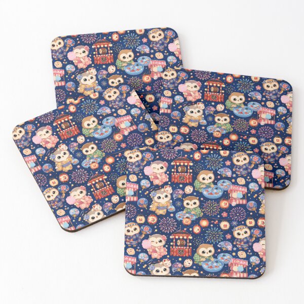 Item preview, Kawaii Owl Japanese Night Festival Seamless Pattern | Matsuri Wrapping Paper & Scrapbook Design designed and sold by kawaii animal store (in Japan).