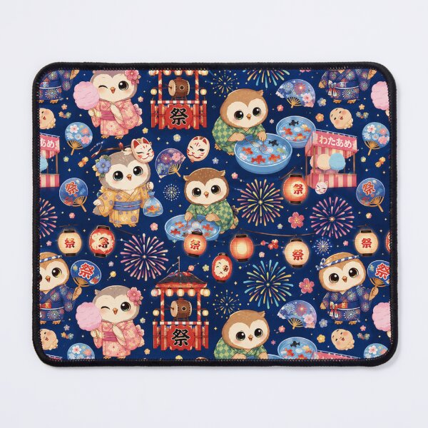 Item preview, Kawaii Owl Japanese Night Festival Seamless Pattern | Matsuri Wrapping Paper & Scrapbook Design designed and sold by kawaii animal store (in Japan).