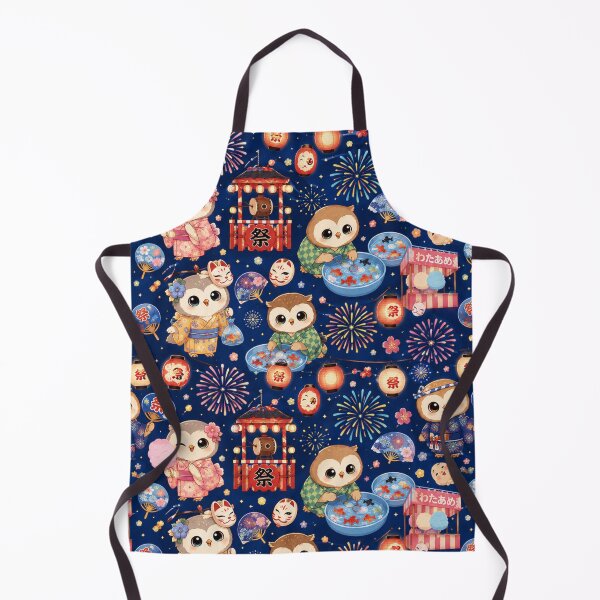 Item preview, Kawaii Owl Japanese Night Festival Seamless Pattern | Matsuri Wrapping Paper & Scrapbook Design designed and sold by kawaii animal store (in Japan).