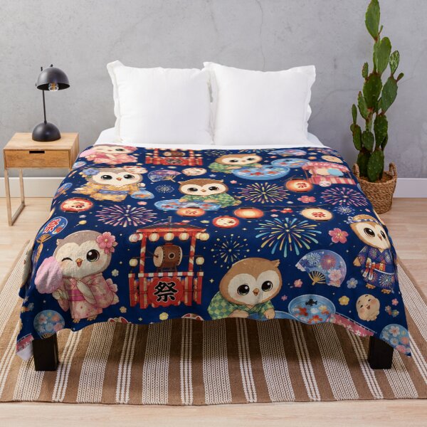 Item preview, Kawaii Owl Japanese Night Festival Seamless Pattern | Matsuri Wrapping Paper & Scrapbook Design designed and sold by kawaii animal store (in Japan).