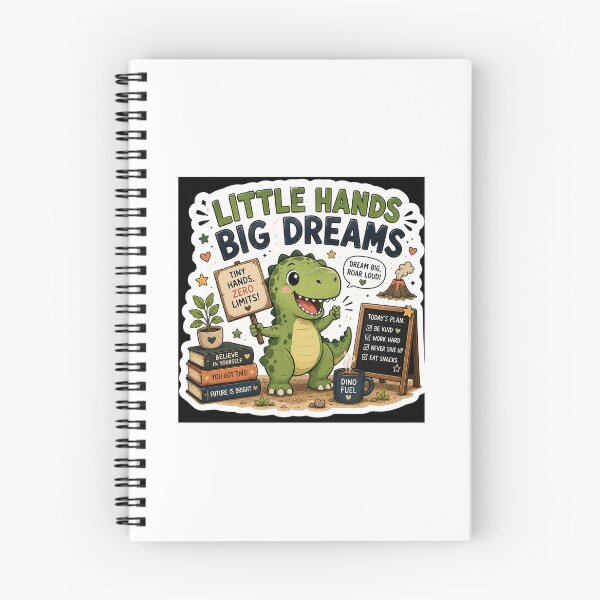 Item preview, Little Hands Big Dreams Cute T-Rex Dinosaur Sticker designed and sold by BrainBuckets.