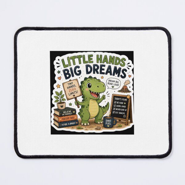 Item preview, Little Hands Big Dreams Cute T-Rex Dinosaur Sticker designed and sold by BrainBuckets.