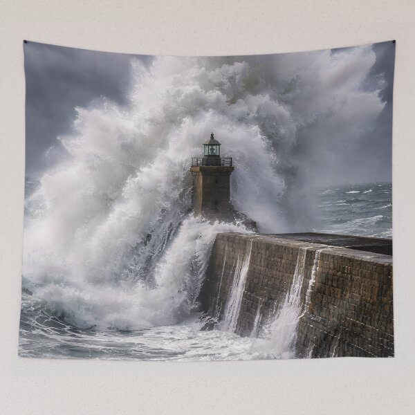 Item preview, Storm Waves Crashing Over Lighthouse designed and sold by Yomere.