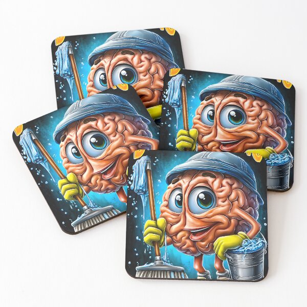Item preview, Cartoon Brain with Cleaning Tools Concept Design designed and sold by Artessie.