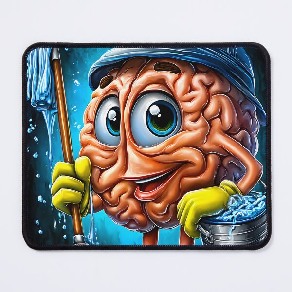 Item preview, Cartoon Brain with Cleaning Tools Concept Design designed and sold by Artessie.