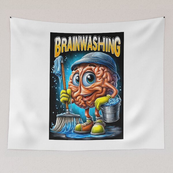 Item preview, Cartoon Brain with Cleaning Tools Concept Design designed and sold by Artessie.