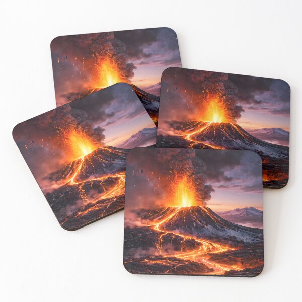 Item preview, Erupting Volcano with Flowing Lava River designed and sold by Yomere.