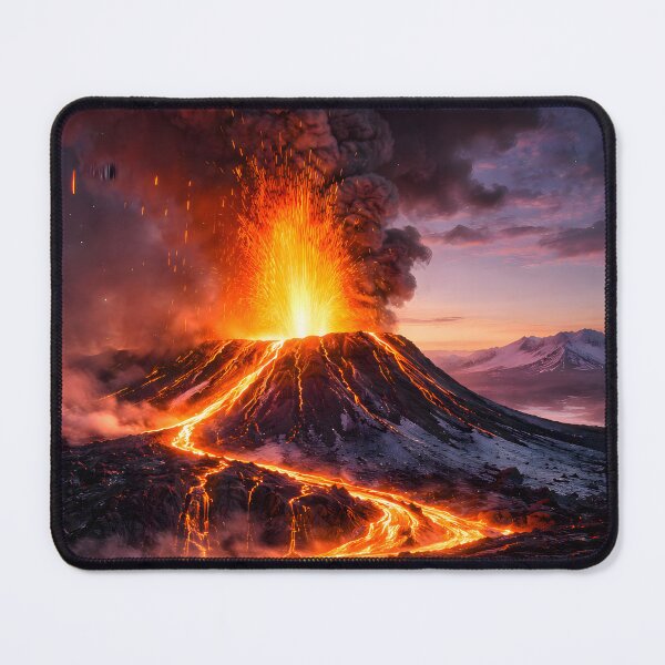 Item preview, Erupting Volcano with Flowing Lava River designed and sold by Yomere.