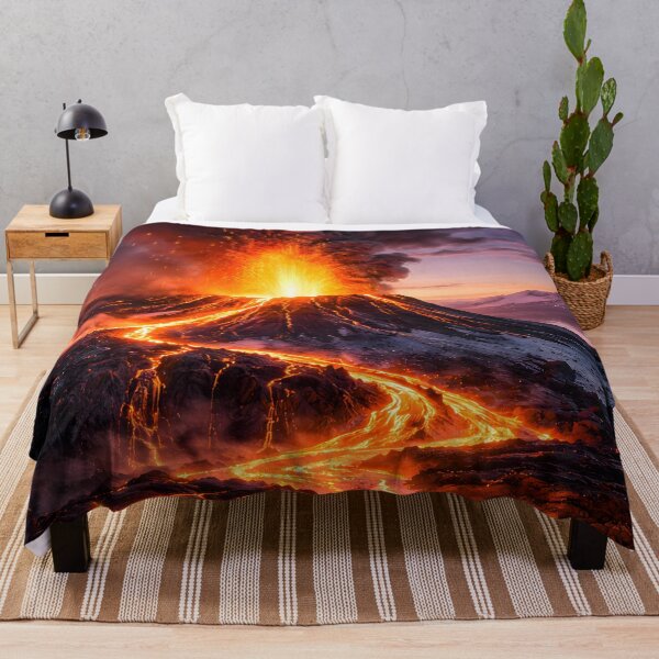 Item preview, Erupting Volcano with Flowing Lava River designed and sold by Yomere.