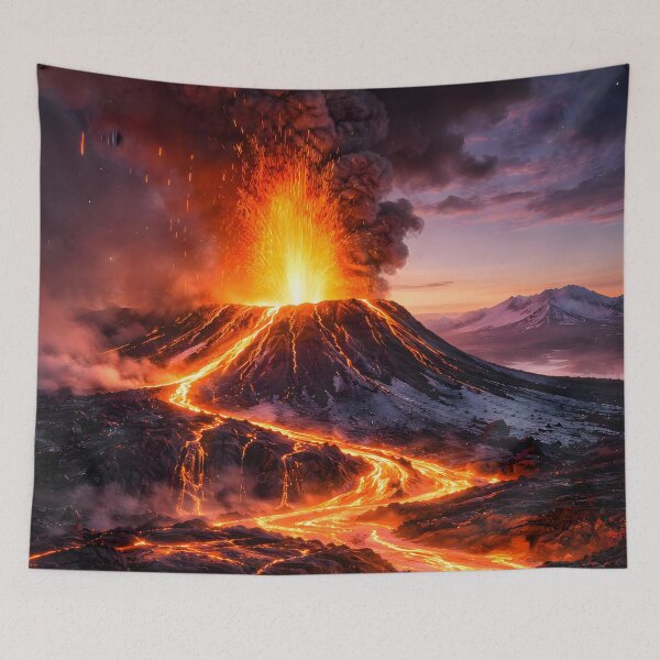 Item preview, Erupting Volcano with Flowing Lava River designed and sold by Yomere.