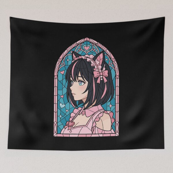 Item preview, Eishin Flash Uma Musume Sweet Pink Stained Glass Portrait designed and sold by mildaclairmo.