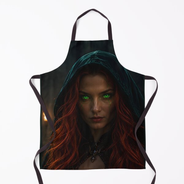 Item preview, Dark Fantasy Witch Portrait with Glowing Green Eyes designed and sold by Vaelia.
